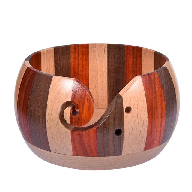 Wooden Yarn Bowl Yarn Bowls For Crocheting No Tangling Wool Knitting Bowl  With Holes Wooden Yarn Bowl For Knitting Crocheting